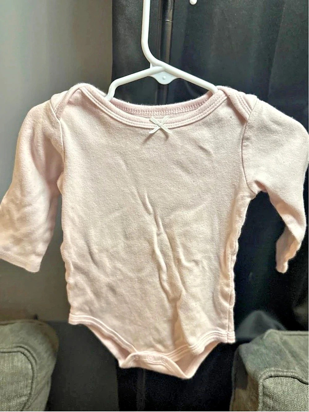 Hudson Baby Girl 9-12m Light Pink Long Sleeve Onesie